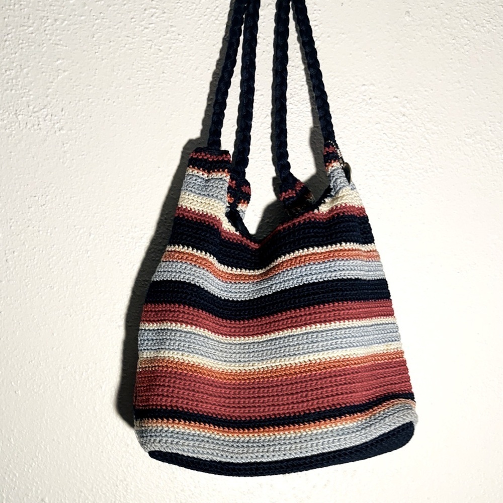 The Sak Original Crochet Mariner Striped Americana Shoulder Bag